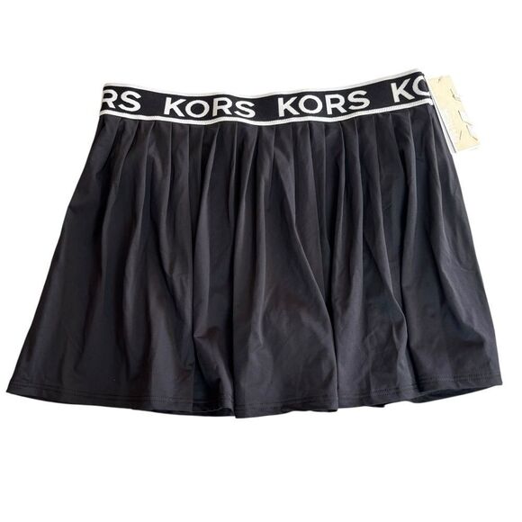 Michael Kors Pleated Swim Skirt Logo Elastic Waist Black White Medium NEW $94 - Picture 5 of 12